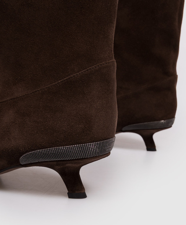 Brunello Cucinelli Коричневі замшеві чоботи з ланцюжком моніль MZSFC3353P зображення 5