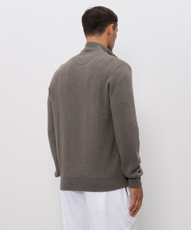 Brunello Cucinelli Серая спортивная куртка из кашемира с вышивкой эмблемы M2219206G изображение 4