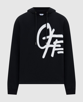Off-White Чорне худі з контрастним принтом логотипа 44MBB12MS26F007