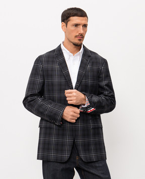 Thom Browne Чорний піджак з вовни в клітинку MJU586HF1082