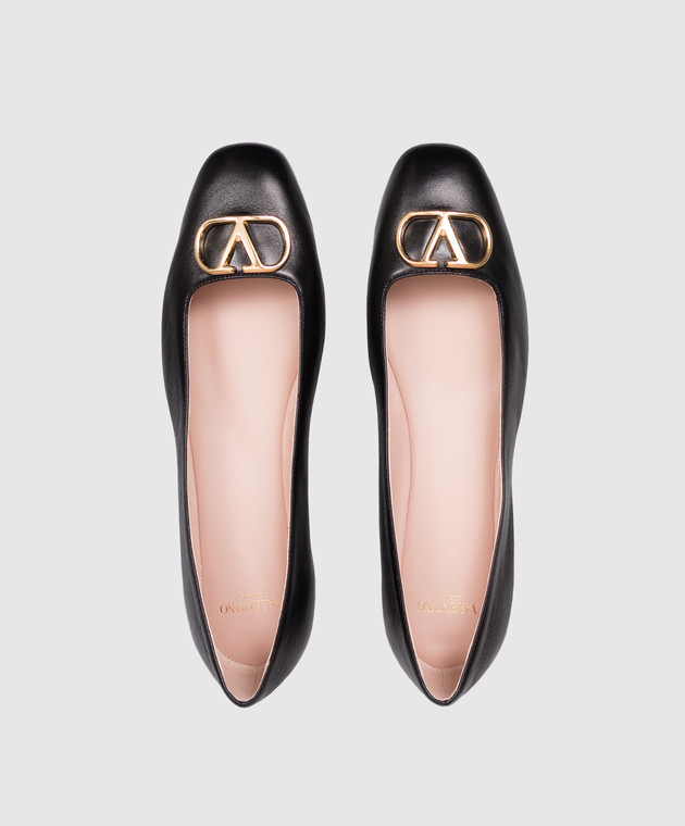 Valentino Черные кожаные балетки с фактурным логотипом 9W2S0PI8RRE изображение 5