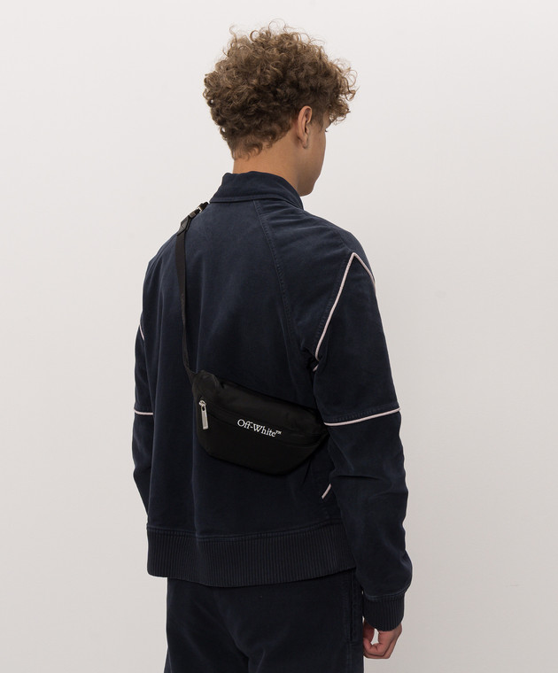 Off-White Чорна поясна сумка з принтом логотипа OWMNO02F26FB01 зображення 2