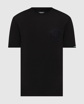 Stefano Ricci Черная футболка с вышивкой логотипа MNH6105090803