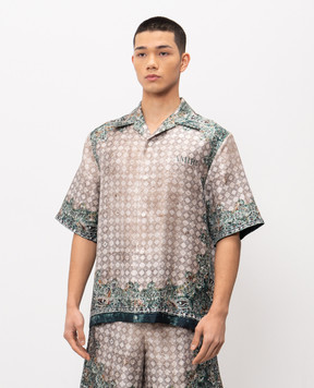 AMIRI Бежева сорочка із шовку в брендовий принт AMTOSH1095