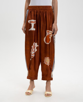 Alemais Коричневые брюки Soleil D'Amour из шелка 6319P