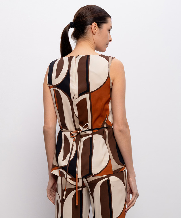 Marco Pescarolo Бежевий топ із шовком в принт Dolly DOLLYD5393 зображення 4