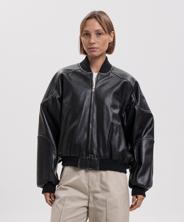 Maison Margiela MM6 Черный бомбер с тиснением логотипа S52AM0358M35455 изображение 3