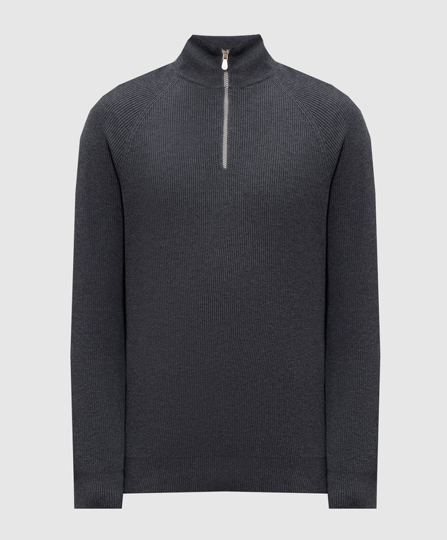 Brunello Cucinelli Сірий джемпер в рубчик M29400104