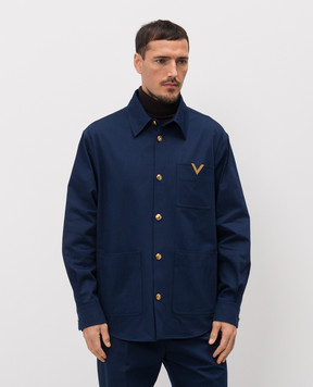 Valentino Синя сорочка з монограмою 8V3CIO11ALS