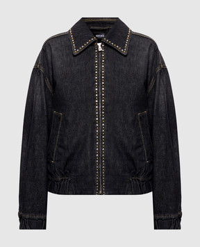 Versace Чорна джинсова куртка з кристалами 10230671A16477