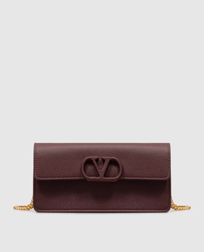 Valentino Бордовый кожаный клатч VLogo Signature 9W2P0BB4BEM