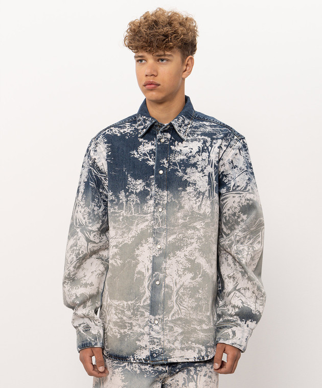Off-White Синяя джинсовая рубашка City Nature 44MYD05YF26D004 изображение 3