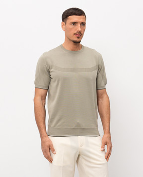 Stefano Ricci Футболка кольору хакі з візерунком монограми K616448G10F26115