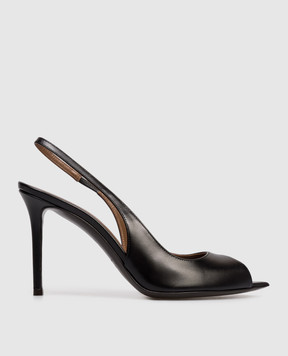 Giuseppe Zanotti Чорні шкіряні босоніжки Intrigo I400013