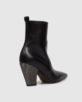Brunello Cucinelli Чорні шкіряні ботильйони ланцюжком моніль MZSKC2600P