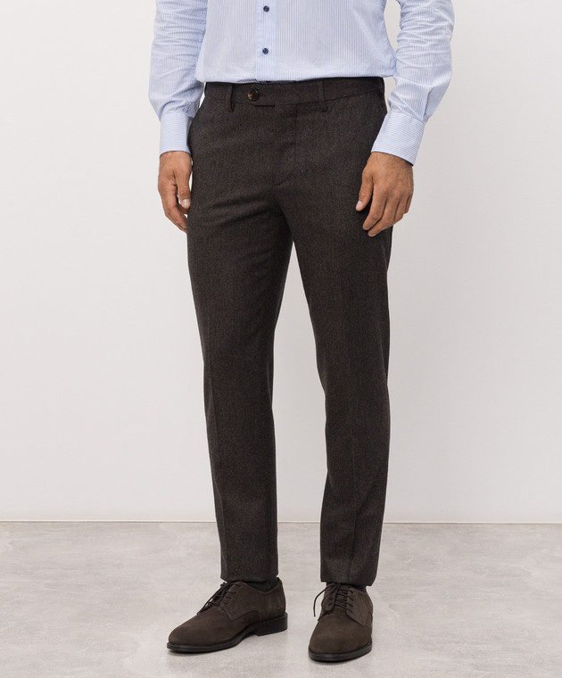 Brunello Cucinelli Темно-коричневі штани з вовни M038PI1770 зображення 3