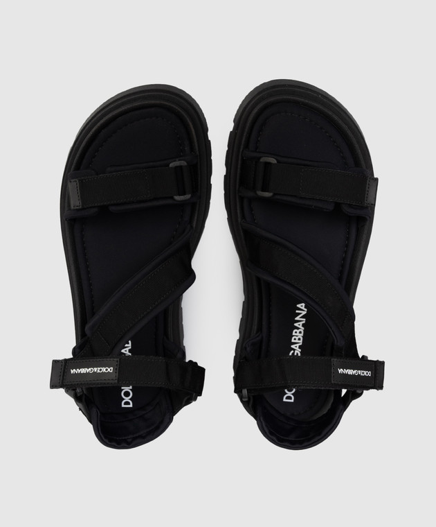 Dolce&Gabbana Детские черные сандалии с нашивкой логотипа DA5350A55552836 изображение 4