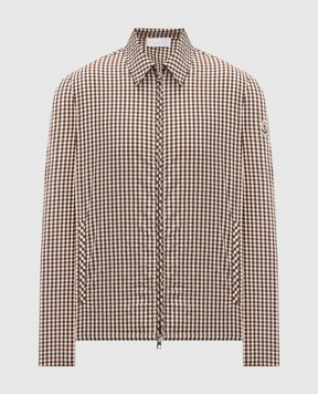 Moncler Коричнева сорочка Vichy в клітинку на блискавці L10912F00061599DI