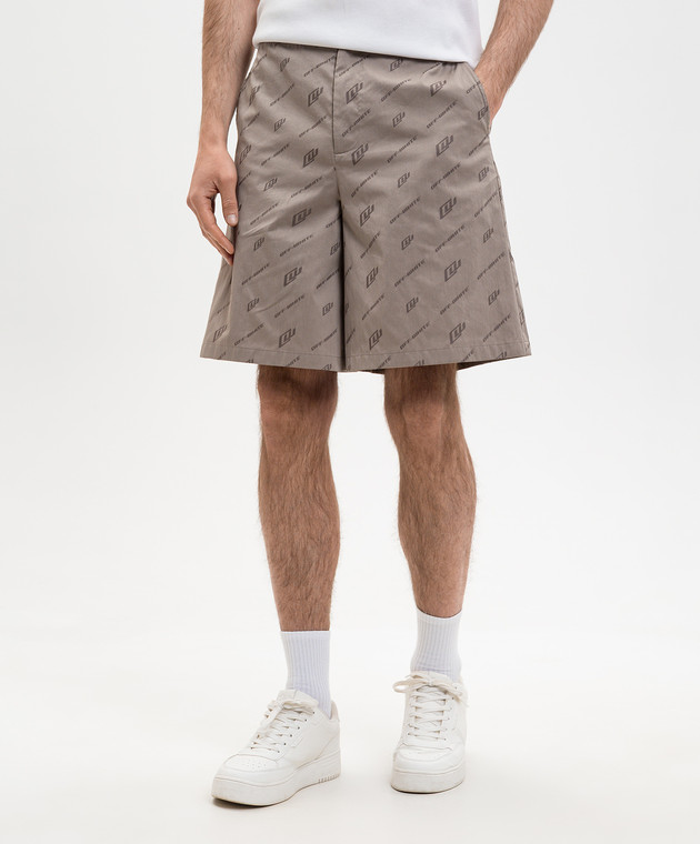 Off-White Сірі шорти у візерунок 44XCB092S26F002 зображення 3