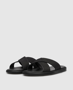 Doucal's Черные кожаные шлепанцы DU2859MYKOUF249