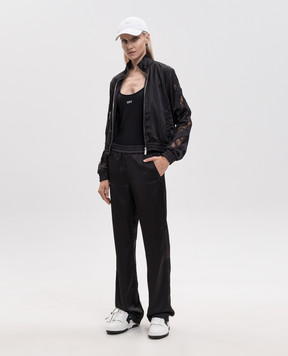 Off-White Черная спортивная куртка с кружевом 2FB00651T