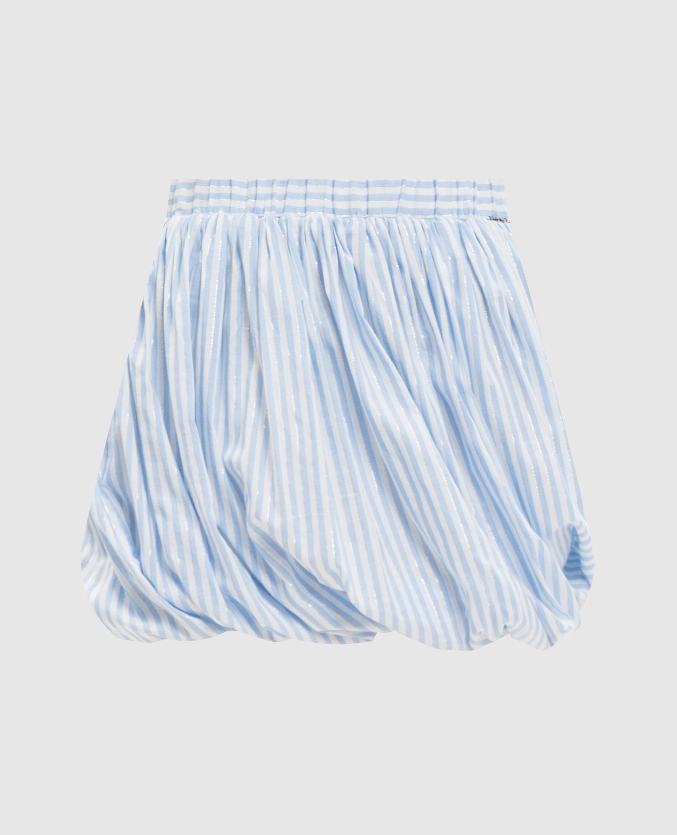 Голубая юбка в полоску с драпировкой