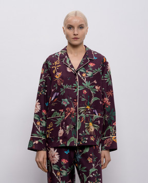 La DoubleJ Бордовая блузка из шелка в стиле пижамы SHI0077SIL001ZOF02