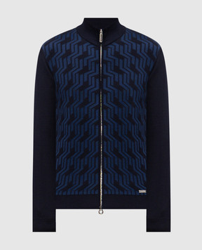 Stefano Ricci Синій кардиган з кашеміру і шовку K808097R30F25374