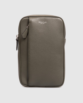 Serapian Кожаная сумка слинг цвета хаки с логотипом SRCMOMML738715A042