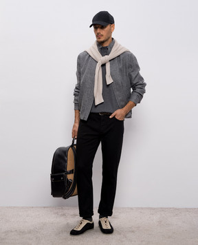 Brunello Cucinelli Сіра футболка з шовком MNB805404