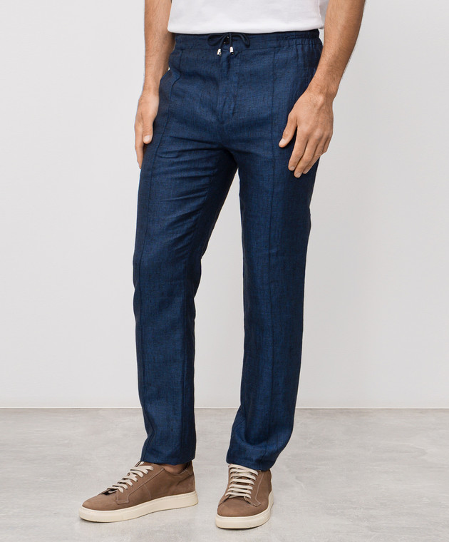 Doriani Cashmere Сині штани з льону P207269NP269782538 зображення 3
