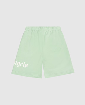 Palm Angels Детские зеленые шорты с принтом логотипа PBCI006S26FLE001