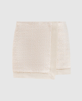 Balmain Твидовая юбка мини цвета айвори с шерстью GF0LA660XL96