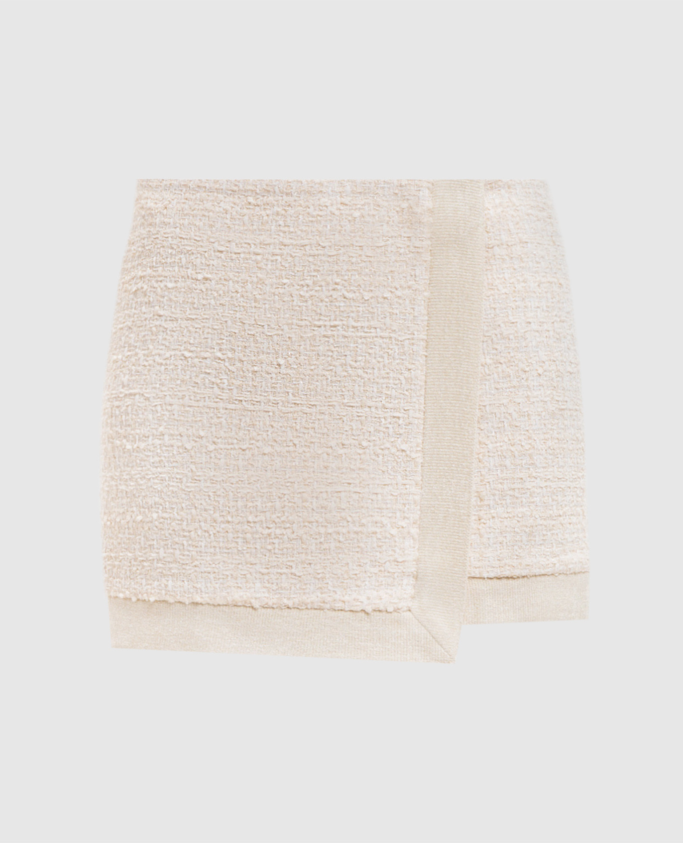 Твидовая юбка мини цвета айвори с шерстью