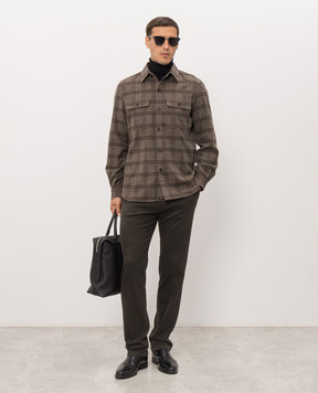 ISAIA Коричнева сорочка з вовни та кашеміру OSH00998159