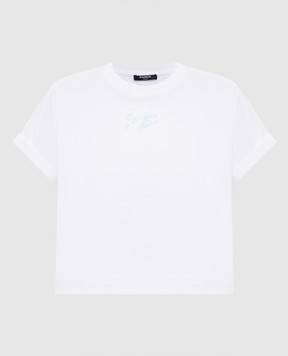 Balmain Белая укороченная футболка с логотипом GF1EE005BD40