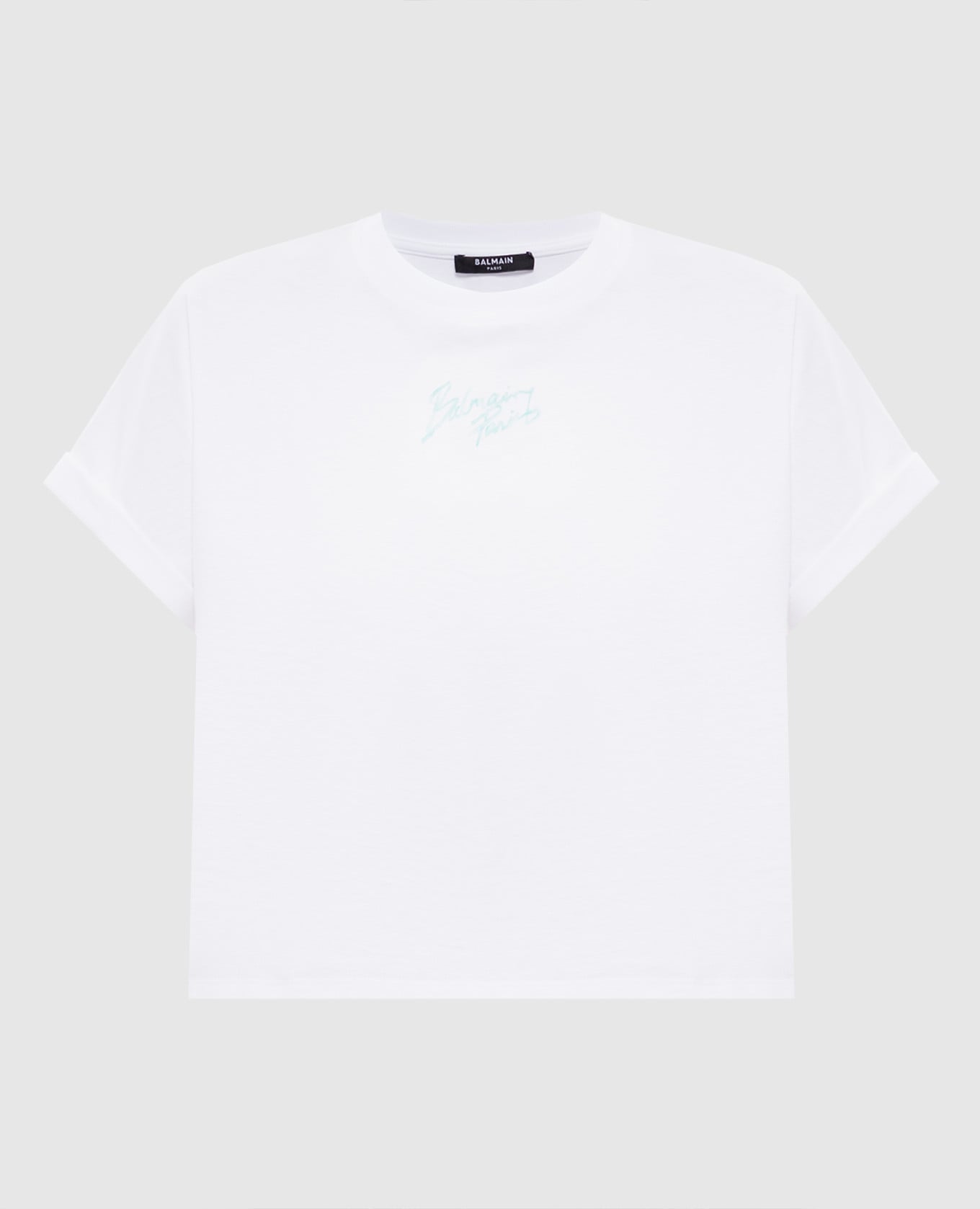 Белая укороченная футболка с логотипом