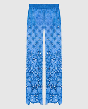 Ermanno Scervino Life Синие ажурные брюки с вышивкой D484P603QYD