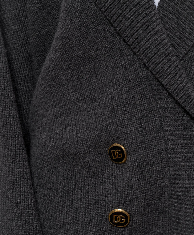 Dolce&Gabbana Сірий светр в стилі кардигана з вовни FXVFITJDVMT зображення 5