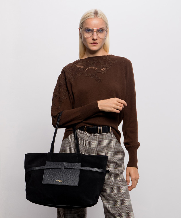 Gianni Chiarini Черная замшевая сумка-тоут BS12696CMSTEMU изображение 2