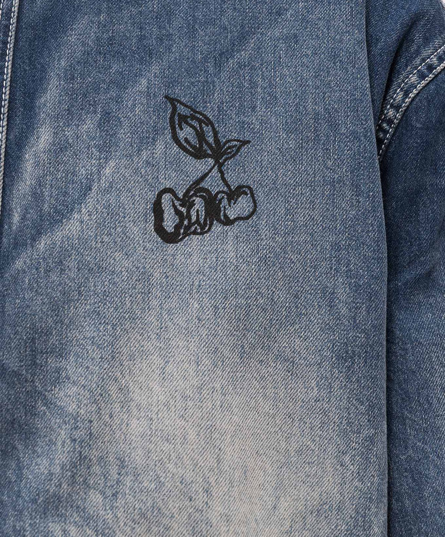 Off-White Синя утеплена джинсова куртка з ефектом потертості 44MYE09MS26D001 зображення 5