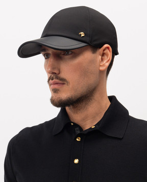 Stefano Ricci Черная кепка с кожаным козырьком MCV61NV15EPL001H