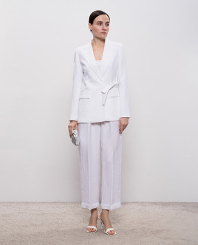 Peserico Белые брюки с леном с отворотами P0403605435