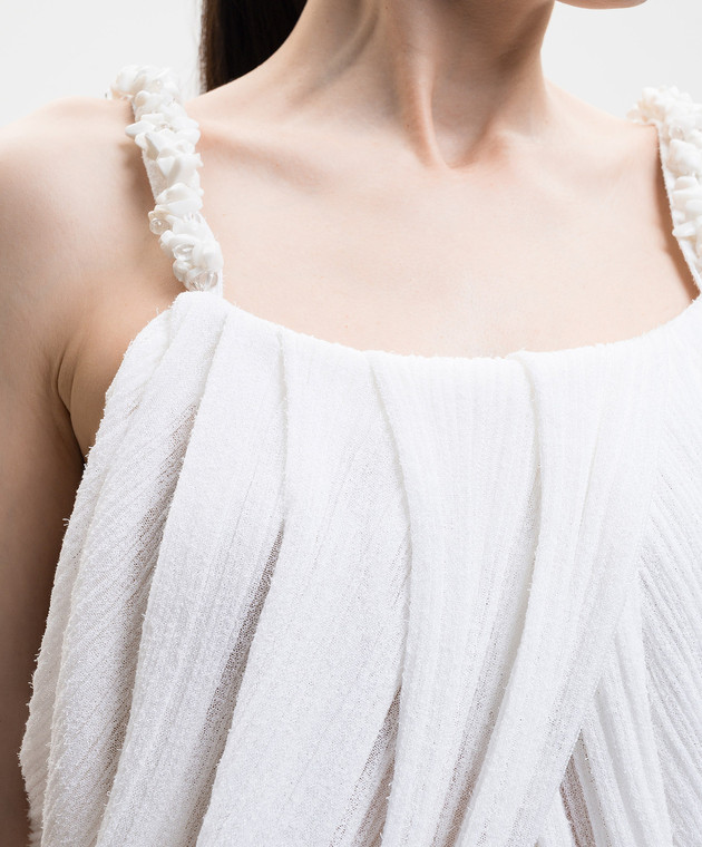 Balmain Белый топ с драпировкой GF0AD815KJ68 изображение 5