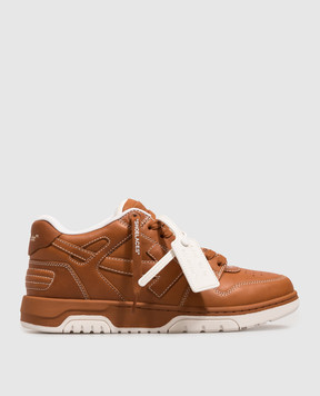 Off-White Коричневые кожаные кроссовки Out Of Office OF05734201