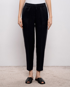 Peserico Черные брюки с леном с цепочкой A0407206668