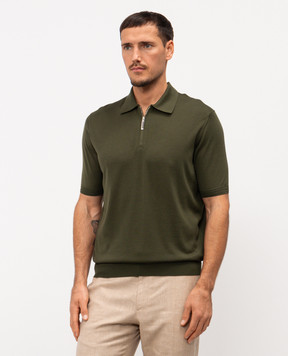 Stefano Ricci Зелене поло із шовку з вишивкою монограми логотипа K616215P31F26101