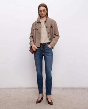 Brunello Cucinelli Бежевий кардиган з льону та шовку M10550216