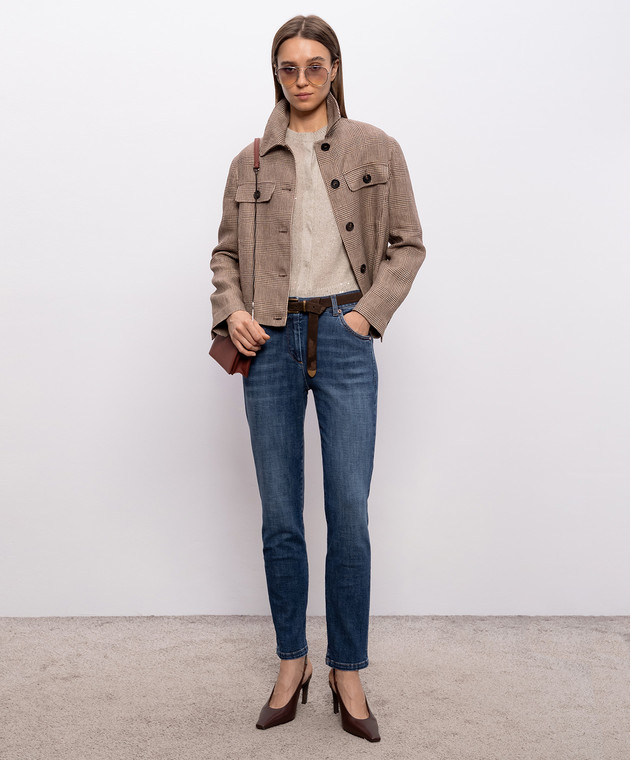 Brunello Cucinelli Бежевый кардиган из льна и шелка M10550216 изображение 2