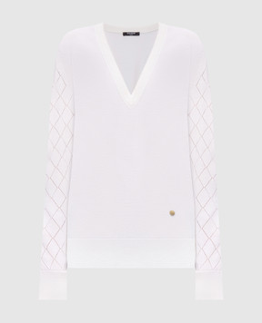 Balmain Пуловер из шерсти цвета айвори HF1KB045KJ99